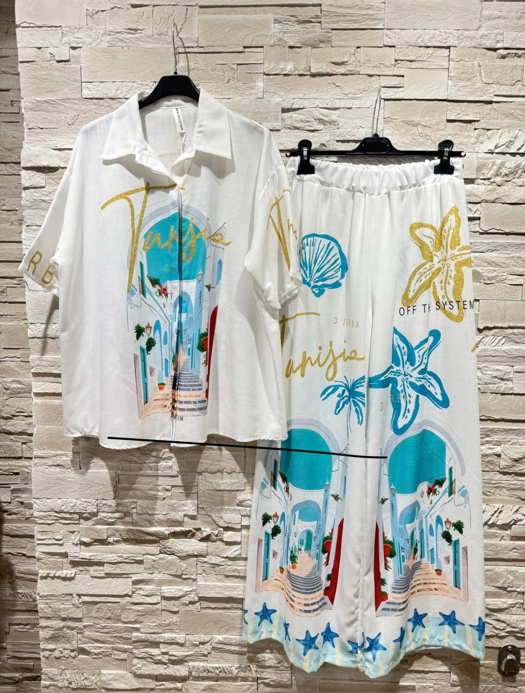 ENSEMBLE TUNISIE 🇹🇳 EN LIN BLANC CHEMISE ET PANTALON PRÉCOMMANDE ⚠️