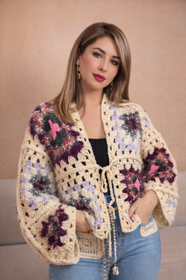 AU CHARME BOHÈME GILET MACRAMÉ