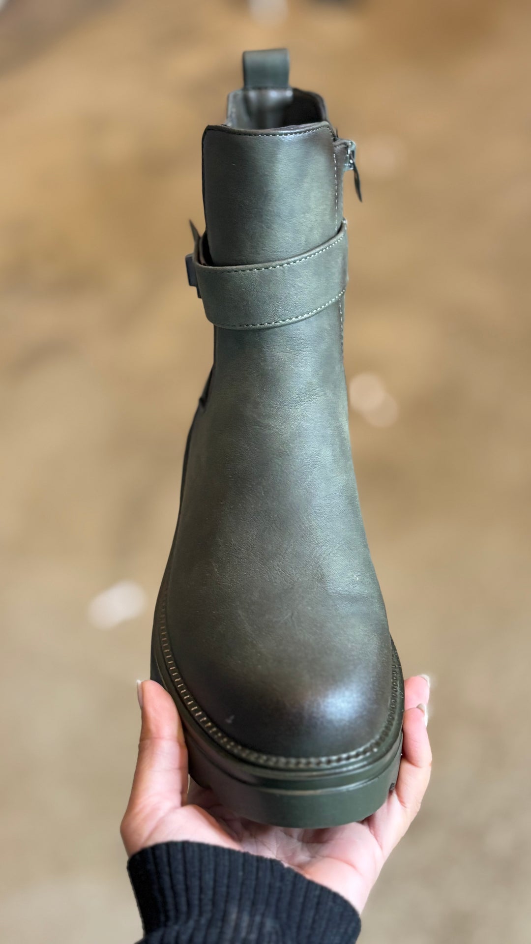 BOTTINES KAKI EN SIMILICUIR AVEC ZIP