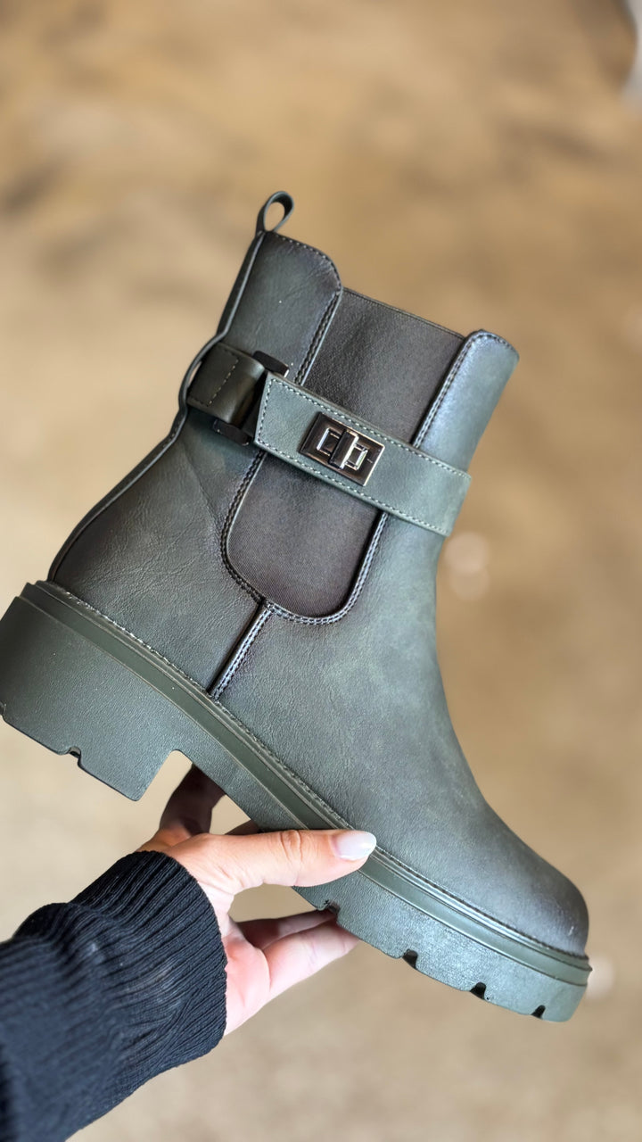 BOTTINES KAKI EN SIMILICUIR AVEC ZIP