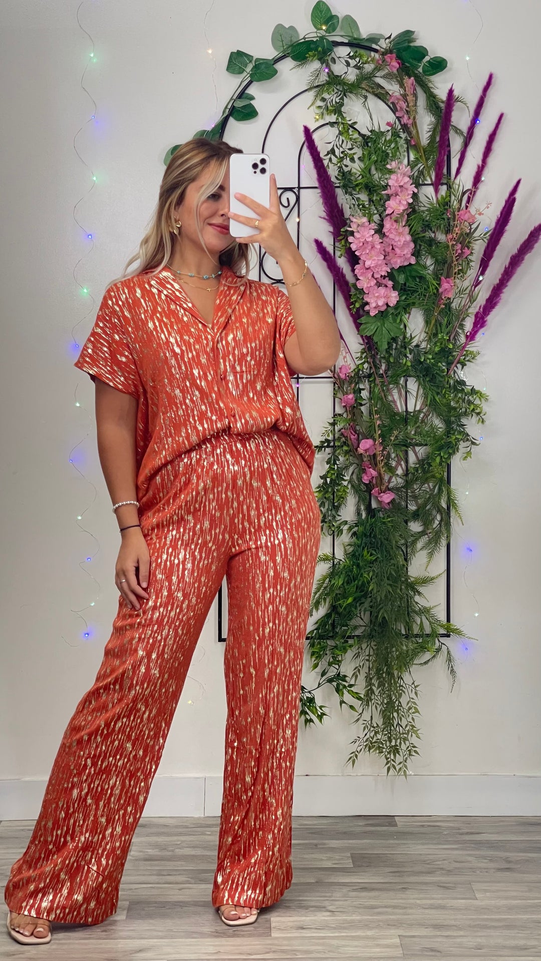 ENSEMBLEMALAGA CHEMISE ET PANTALON TERRACOTA DORÉ