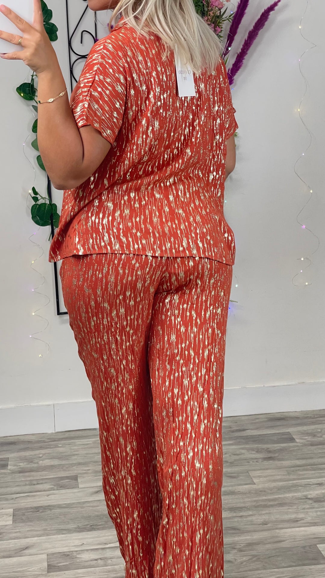 ENSEMBLEMALAGA CHEMISE ET PANTALON TERRACOTA DORÉ
